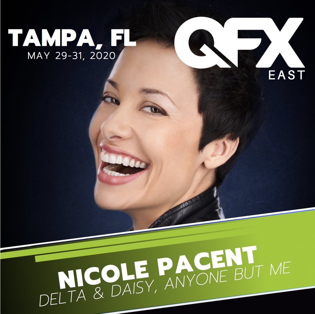 Please welcome Nicole Pacent to the QFX family! Show her some love and come see her this May in Tampa! #NicolePacent #deltaanddaisy #anyonebutme #lgbtqactors #queer #convention #bisexual #fandom #lgbt #QFXEast <a href="/DeltaAndDaisy/">Delta and Daisy</a>