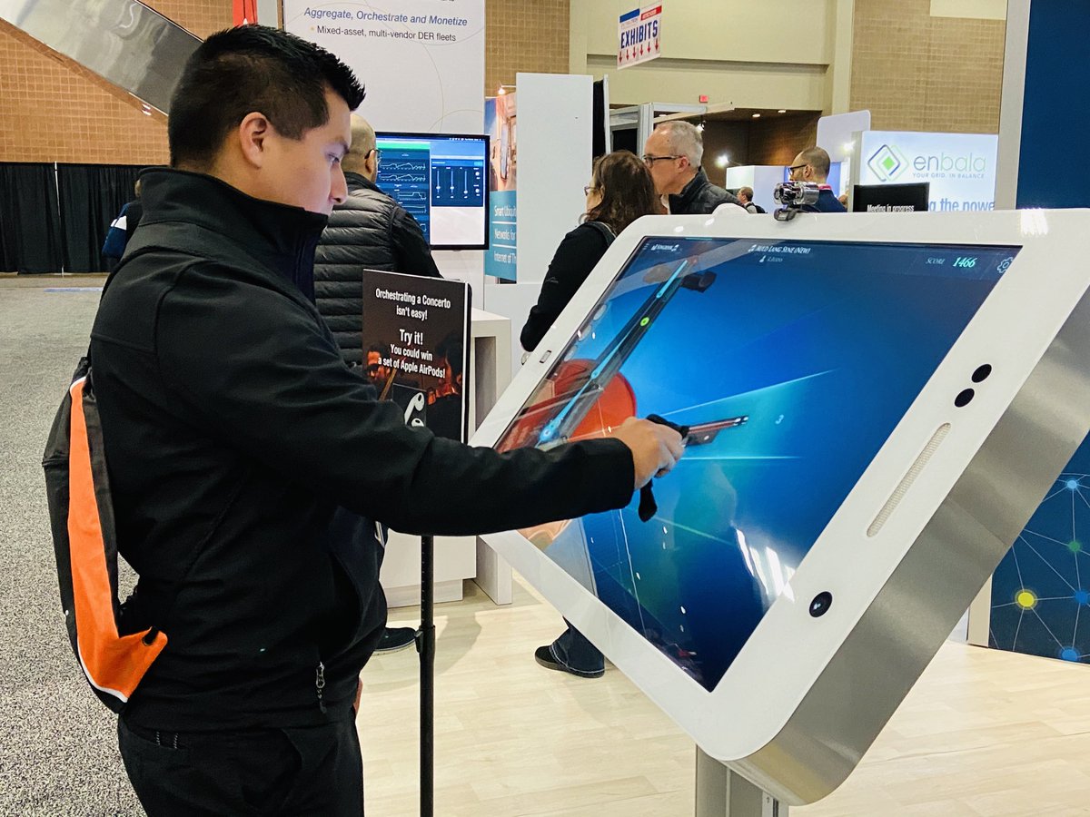 GeneracGS's tweet photo. The competition for the winner of the Apple AirPods is neck in neck at the ⁦@Enbala⁩ booth at #DTECH2020. #EnbalaConcerto ⁦@DISTRIBUTECH⁩ https://t.co/Fn6T6HBvW0