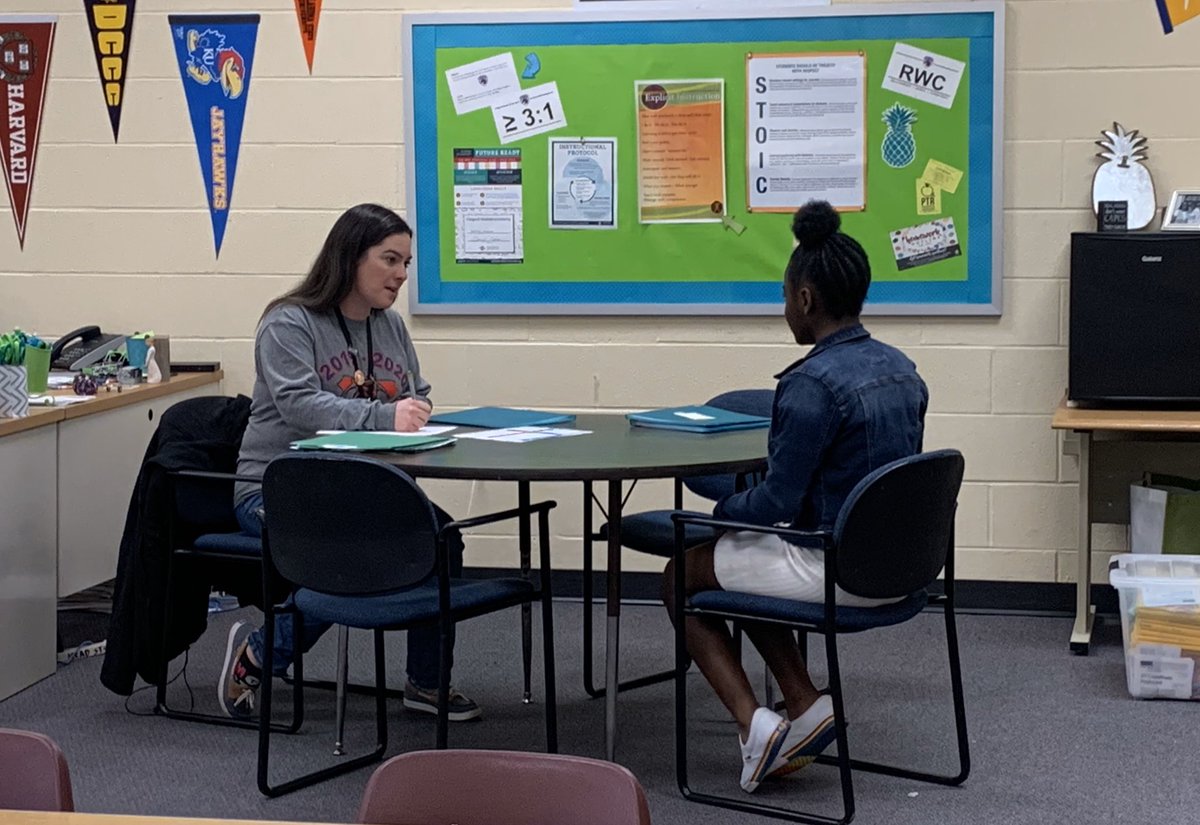 AVIDatMead's tweet photo. High School AVID interviews happening now! Thank you South for coming to Mead! @SouthHighAVID @WPSAVID https://t.co/Pe9fZ1ULC5