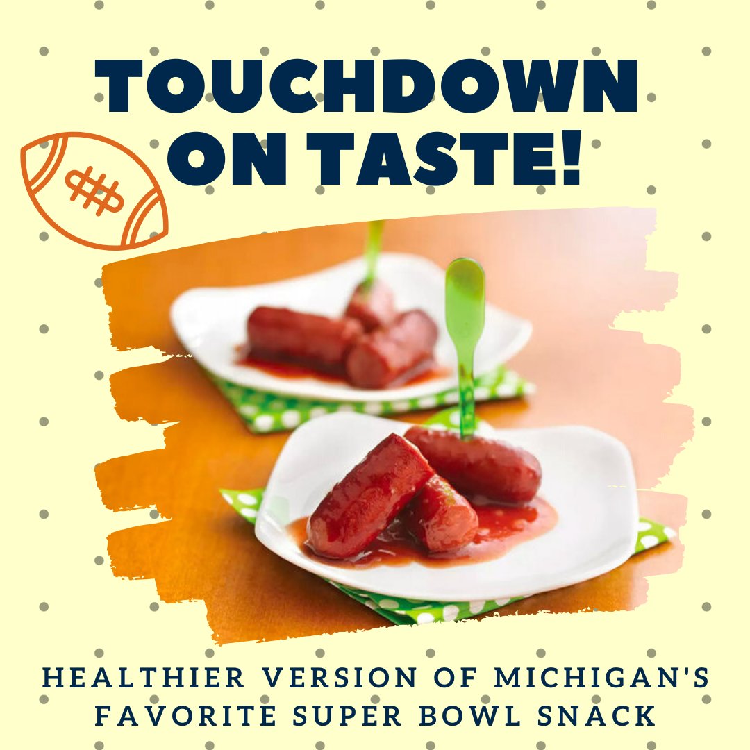 PHealthySchools's tweet photo. Did you know the most searched #SuperBowl snack for Michigan is cocktail wieners? Make this healthier version for your #SuperBowlSunday! https://t.co/mo6gTgPgJA #TriviaThursday #thursdaytips #healthychoices #food #snackswaps #football #Michigan https://t.co/9mPWZXFXVl