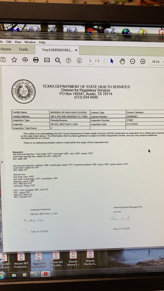 JrCafeteria's tweet photo. I forgot to post this....
But We received another perfect score on our pop health inspection on Monday!!!
#greatteam #got100 #lovewhs. https://t.co/W8OiUdHGZq