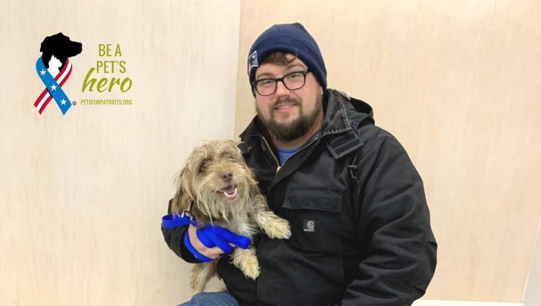 Look who just got adopted through our partners <a href="/columbushumane/">Columbus Humane</a> 👀 Nicholas, #Navy veteran +  Ace! #Veterans in our program who adopt eligible dogs + cats get lots of benefits to make pet parenthood affordable. Learn more at buff.ly/2Xs20XJ