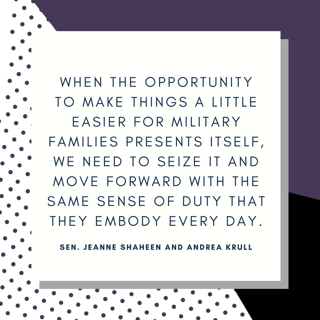 Supporting military spouse licensing is a bipartisan effort! Read this column from Senator Jeanne Shaheen and military spouse Andrea Krull about the bipartisan legislation advancing military spouse licensing accommodations. usatoday.com/story/opinion/…