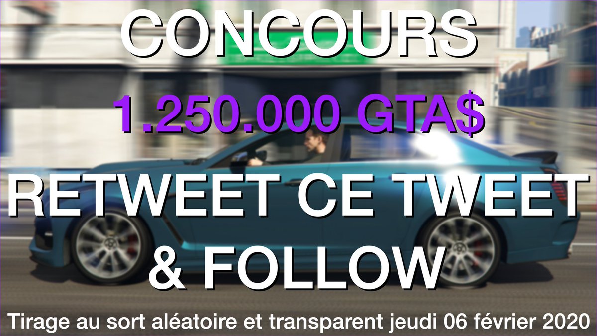 Rockstar_Actu's tweet photo. #CONCOURS 

Tente de gagner 1.250.000$ sur #GTAOnline 

1⃣ RETWEET ce tweet
2⃣ FOLLOW

Tirage au sort aléatoire et transparent via https://t.co/THfmE6jcgd jeudi 

Vous pouvez aider au financement du concours gratuitement en regardant une pub de 30s
👉 https://t.co/Y6tv2UO16Z https://t.co/8OQu9cn9Ws
