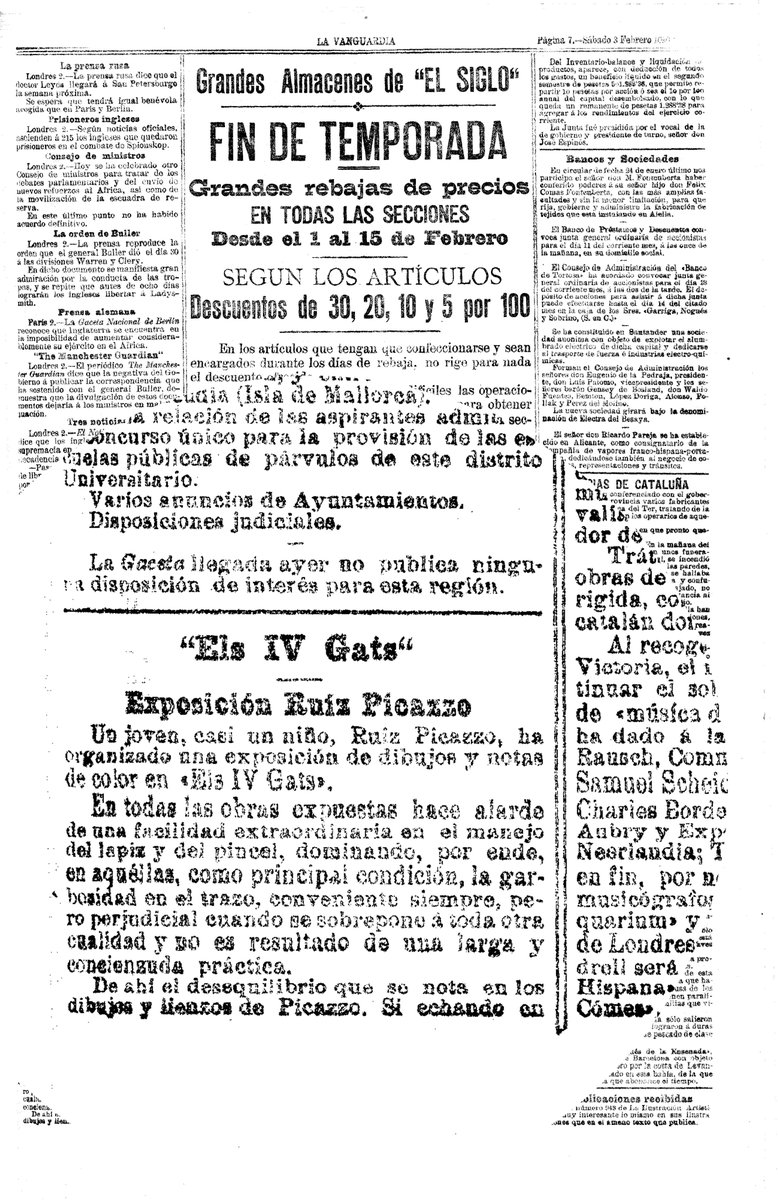 mhistoriacat's tweet photo. #TalDiacomAvui 1900 primera exposició de Pablo Ruiz #Picasso al @Restaurant4Gats de #BCN🍴.

@museupicasso https://t.co/4cRaG3NJ1K