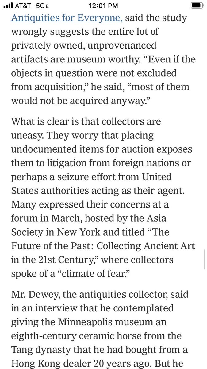 So, yeah, don’t buy antiquities without paperwork! You’re either getting looted objects or fakes, and museums shouldn’t accept either of them. Here are screenshots of the Times article. (Also check out that “ancient” “Chinese” “horse”.)
