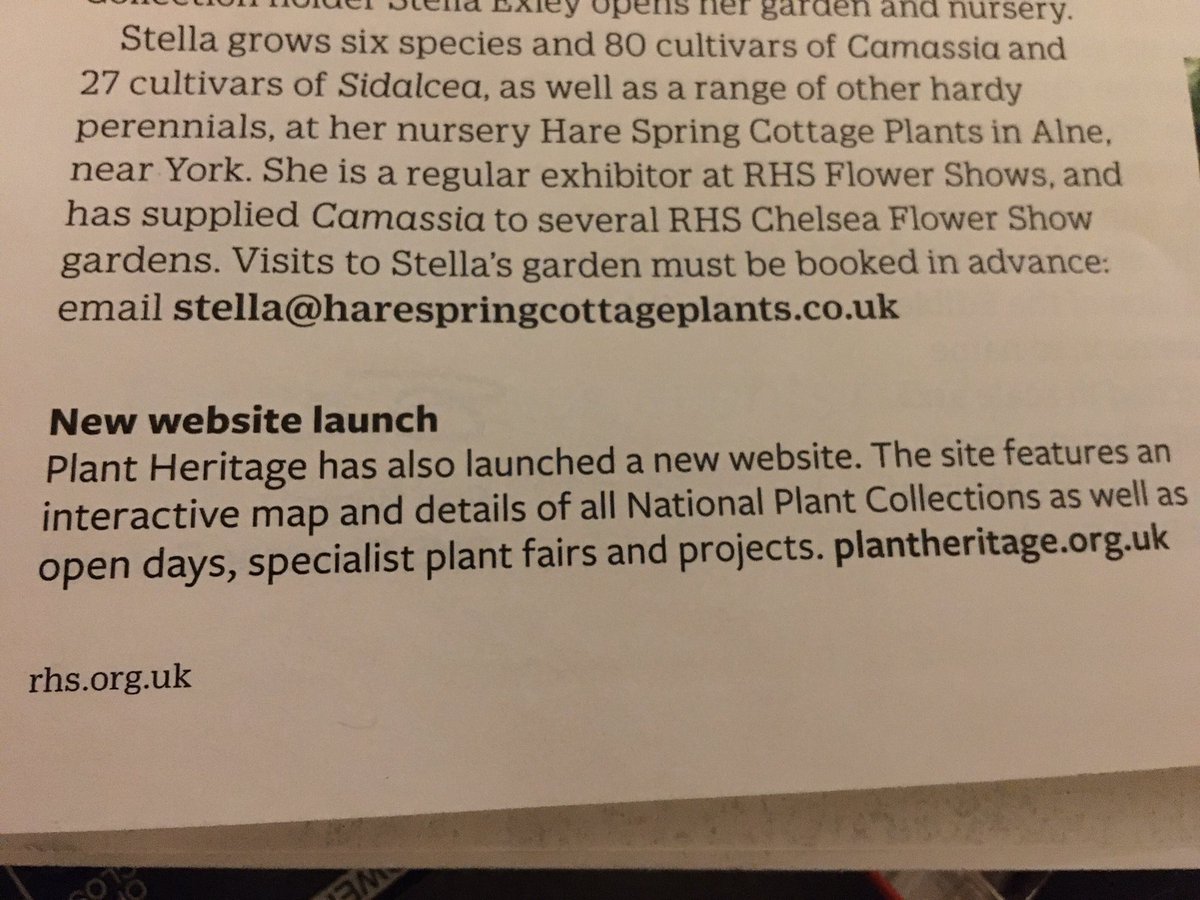 Lovely piece in <a href="/The_RHS/">The RHS</a> Garden magazine about the new <a href="/Plantheritage/">Plant Heritage</a> website. Take a look. See what <a href="/HertsBedsPH/">Plant Heritage H&B</a> has in store with regard to talks, plant collections and our plant fair.