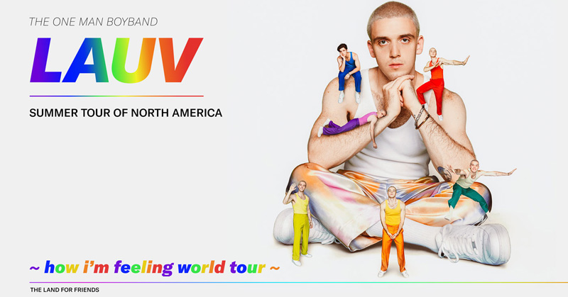 Image of Lauv
Text: The One Man Boyband LAUV Summer Tour Of North America how i’m feeling world tour The land for friends
