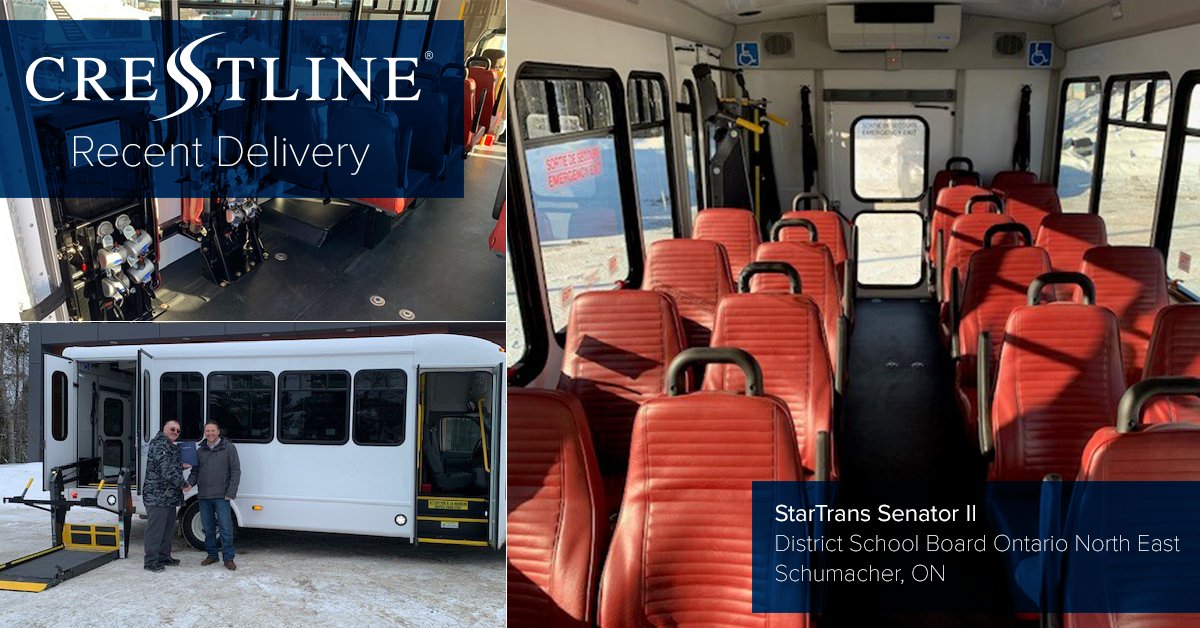CrestlineCoach's tweet photo. Congratulation District School Board Ontario North East on your recently delivered new StarTrans Senator II bus, equipped for wheelchair passengers. Gerry L. receive the keys to the bus that will be used for activities by Iroquois Falls Secondary School. #CrestlineBus https://t.co/j5owJn0GJI