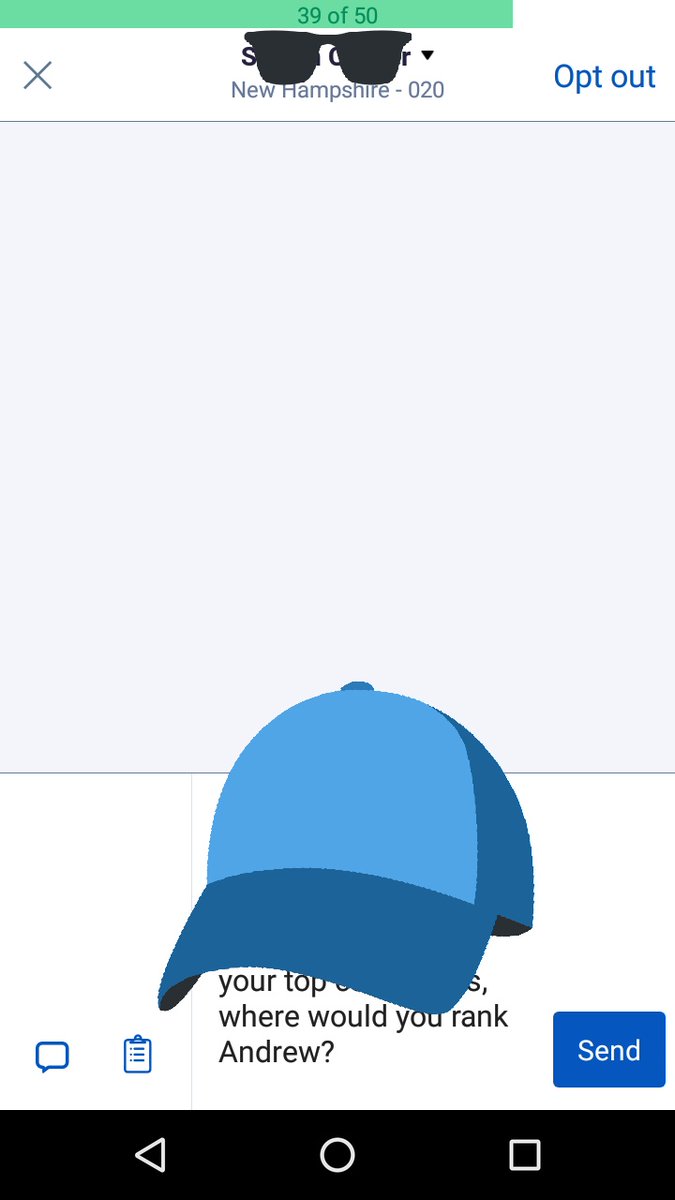 tuser5555's tweet photo. @AndrewYang I'm text banking RN on the Hustle App! This batch of 50 is going to New Hampshire potential voters! #TextBankGang #textbankforyang #YangGang #Yang2020 #UBI #YangMonth #FreedomDividend #SecureTheBag #YangGang2020 #artistsforyang #iowaforyang #barsforyang #penpalsforyang https://t.co/eHZLJBwq6d