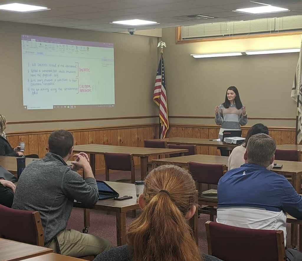LWDistrict210's tweet image. Yesterday, Mr. McAllister, Mrs. Broadhurst, and Ms.McBrady shared how they use OneNote and Classroom Notebook in their classes at Lincoln-Way Central. #technologysharing #professionaldevelopment