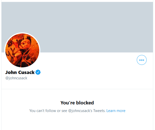 smccoy's tweet photo. @bertkreischer I was blocked by John Cusack @johncusack. https://t.co/TduW9e3JWc