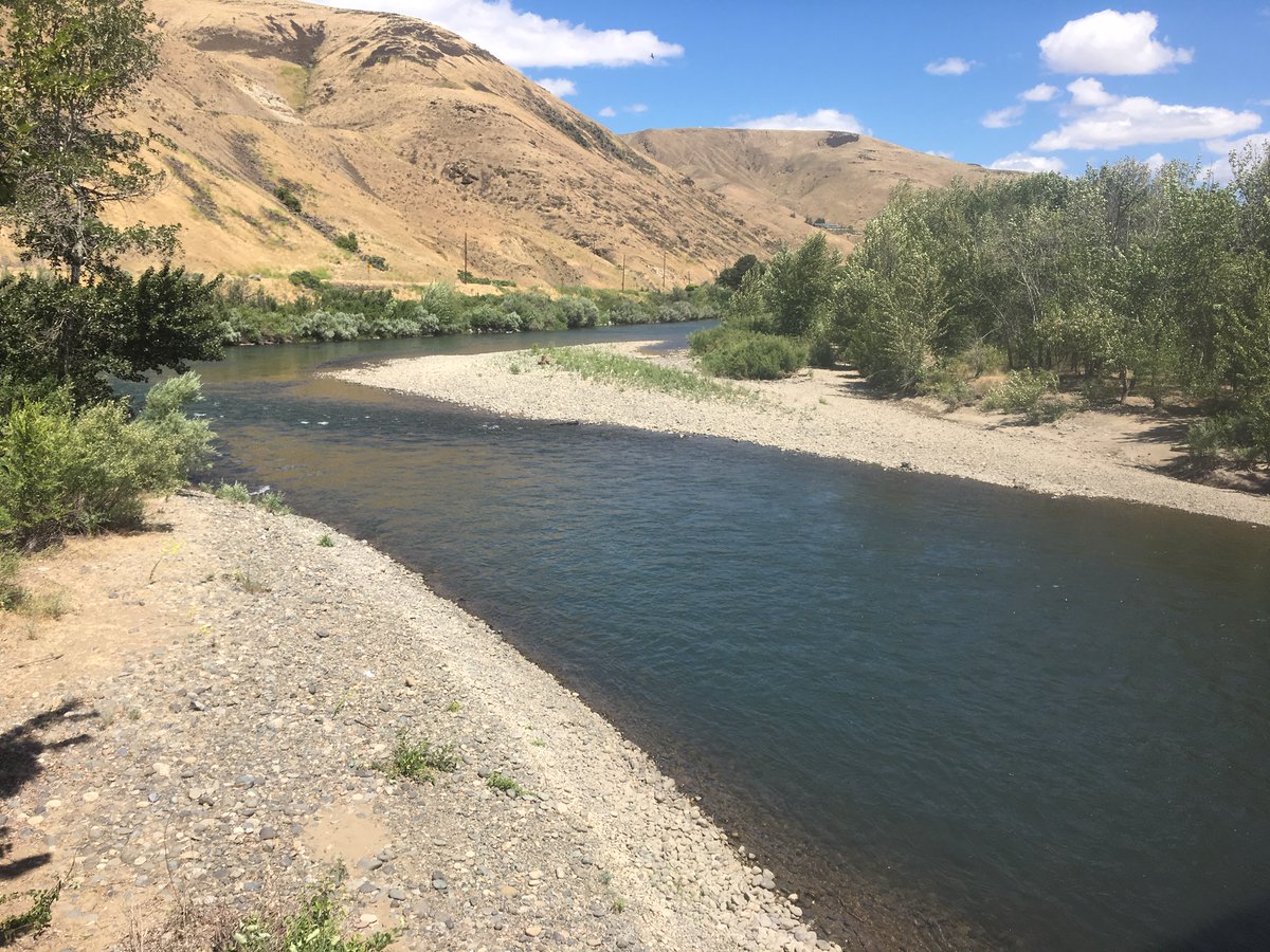 Scenic view of Naches River in Washington state in drought conditions.