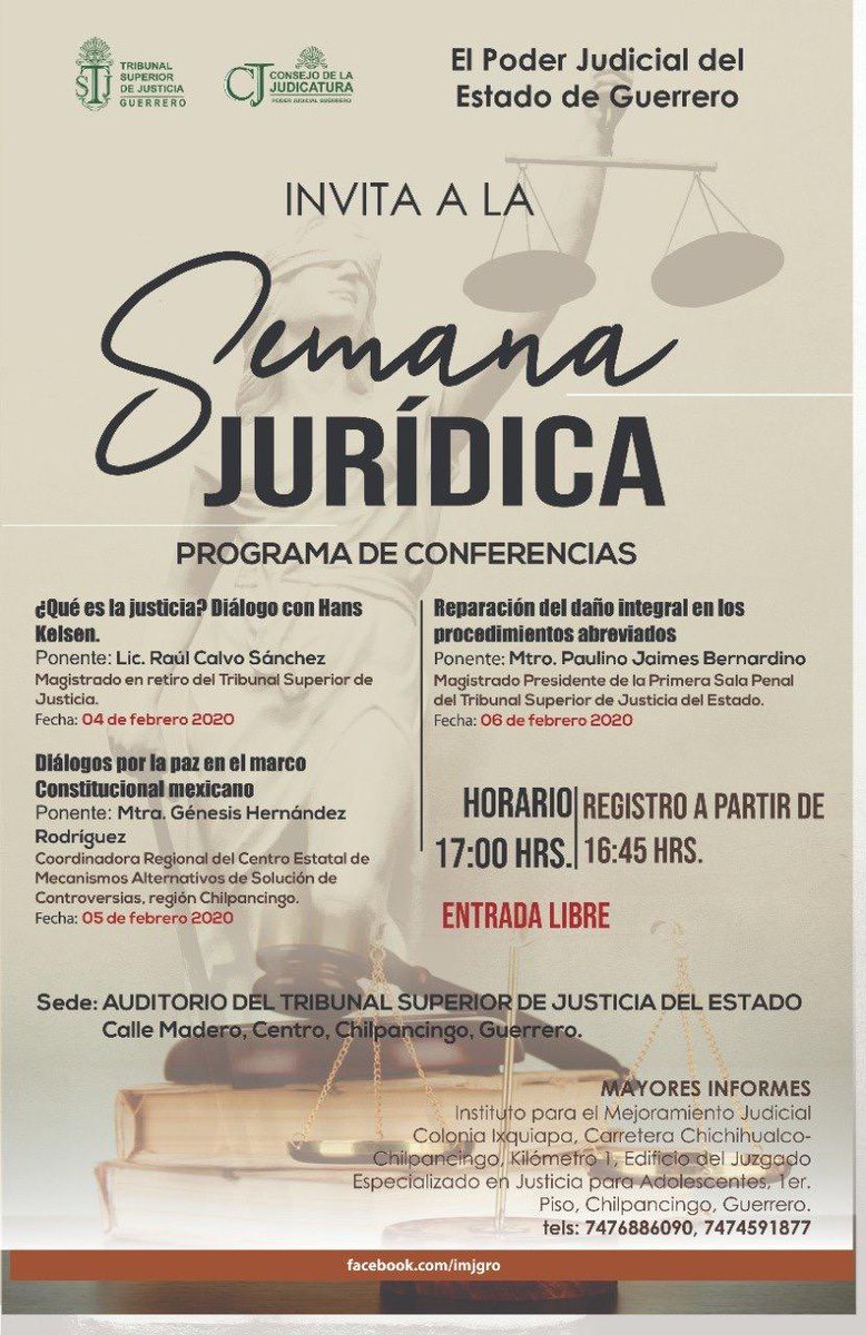 #SemanaJurídicaTSJGro del 4 al 6 de febrero 2020.
<a href="/HectorAstudillo/">HectorAstudillo</a> <a href="/Gob_Guerrero/">Gobierno de Guerrero</a> <a href="/congresogro/">Congreso Guerrero</a>