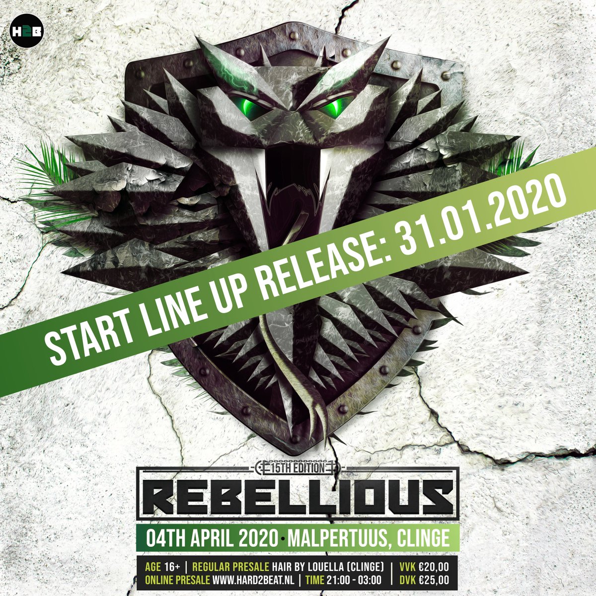 𝗥𝗲𝗯𝗲𝗹𝗹𝗶𝗼𝘂𝘀 – 𝗦𝘁𝗮𝗿𝘁 𝗹𝗶𝗻𝗲 𝘂𝗽 𝗿𝗲𝗹𝗲𝗮𝘀𝗲

Morgen om 19:00 uur stipt zal er worden afgetrapt welke Hardstyle heads zich op 04 april naar het mythische Malpertuus zullen manoeuvreren. 

Get ready! 🐍