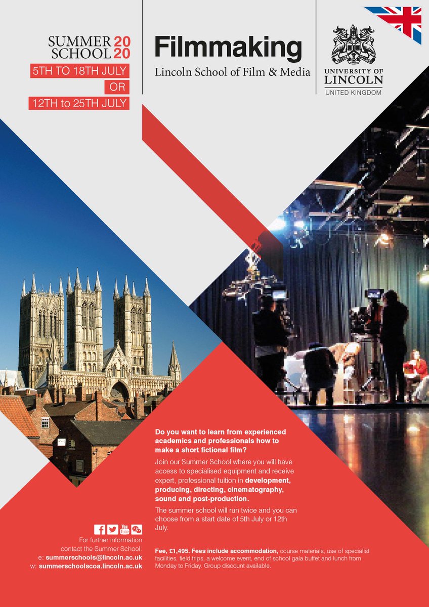 The third of our Summer Schools 2020, running TWICE due to previous success, is:📹Filmmaking!📹
Running on 4-18th July &amp; 12th-25th July. More info👉
bit.ly/31bkdbh
<a href="/unilincoln/">University of Lincoln, UK</a> @UoLStudentLife #FridayMotivation