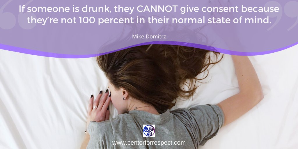 CenterRespect's tweet photo. If someone is drunk, they CANNOT give consent because theyโre not 100 percent in their normal state of mind.
#cultureofrespect
#respect
#culture
#CanIKissYou
#askingFirst
#consent
https://t.co/73j4ZvhV6B https://t.co/pT4dJ8tpHz