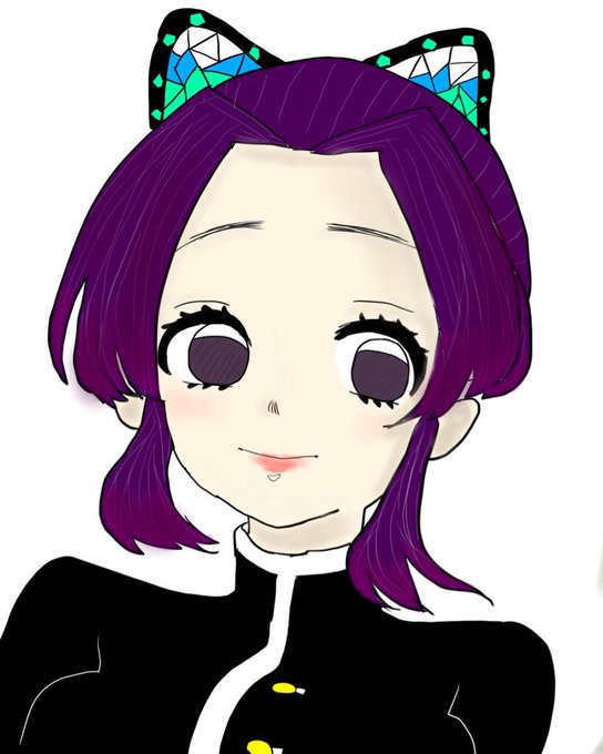 ほそねねさんがTwitterに投稿した胡蝶しのぶ(鬼滅の刃)のイラスト。