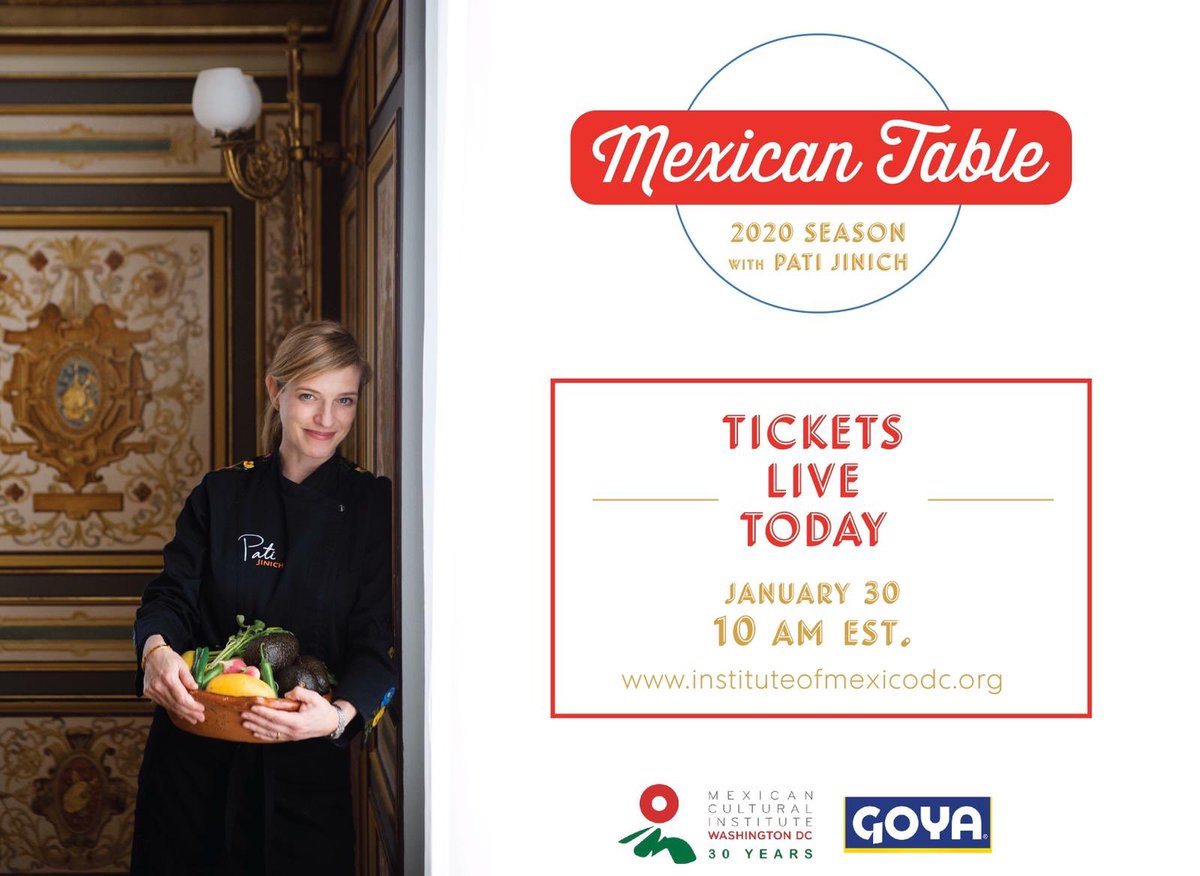 MexCultureDC's tweet photo. Friendly reminder! Tickets for #MexicanTable with @PatiJinich go live today at 10 am EST through our website! https://t.co/o98X1UtXYL 🙌🏻 https://t.co/gzdGJvh4Do
