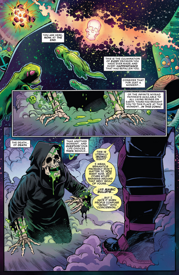 デプスパ資料 Dpte デッドプール ジ エンド デスを殺すデップー デッドプール 文字通り 皮肉 な話だろ まあ今のお前に語義論は恐らく無意味か そのセクシー頭蓋骨の中では魔法の弾丸が暴れ回ってるからな だが俺は人が皆 皮肉 と 偶然 を誤用