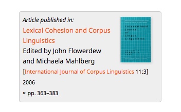 MichaMahlberg's tweet photo. #ThrowbackThursday I'd like to revisit the idea of lexical cohesion as overlap between lexical items, as in this 2006 paper. If you have thoughts on the idea, or have been working on something similar, I’d love to hear from you! #OA #UoBexplore  https://t.co/yqaxErzUxB https://t.co/94jWUw8McA
