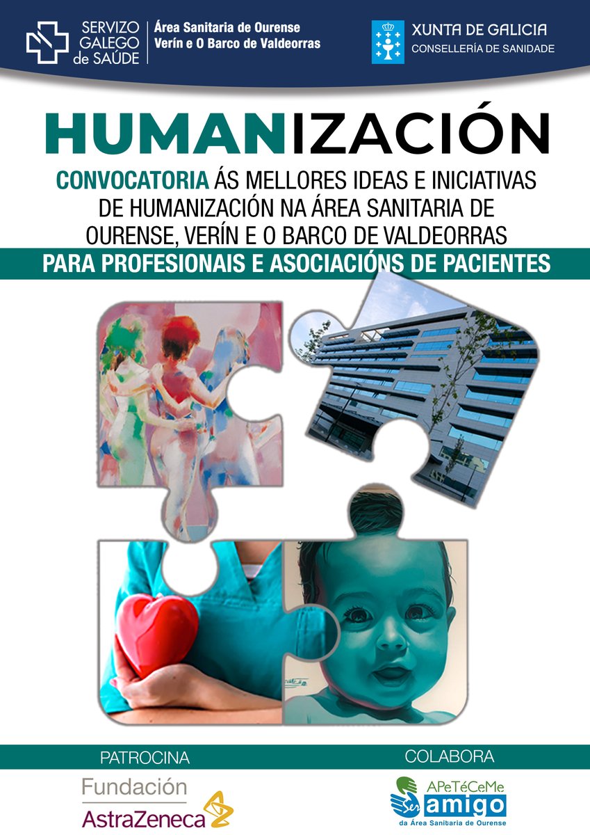 A Área Sanitaria de #Ourense, #Verín e o Barco de #Valdeorras ven de convocar un concurso de ideas e iniciativas de humanización, dirixido ás asociacións de pacientes e a todos/as os/as profesionais da área sanitaria. (abrimos fío...)