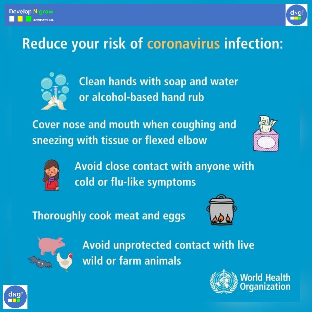 DevelopNgrow's tweet image. Reduce your risk of #Coronavirus infection.
#developngrow 
@DevelopNgrow