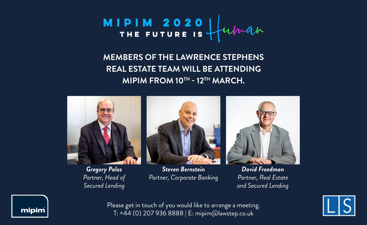 LSsolicitors's tweet photo. We are pleased to announce that we will be returning to @MIPIMWorld this March. 

We look forward to exploring this year's theme and welcome other attendees to get in touch ahead of the event.

#MIPIM2020 #RealEstate https://t.co/MbBnaB27tE