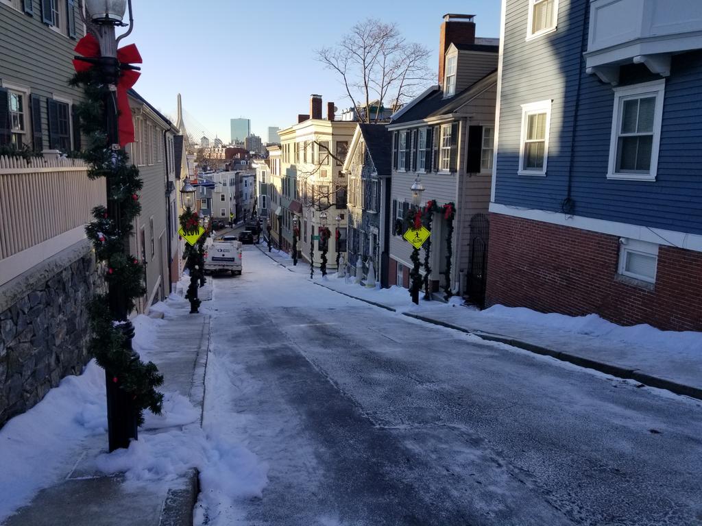 ericfisher's tweet image. The snowiest street in Boston right now. Shooting a movie in Charlestown. #FakeSnow #FakeWinter