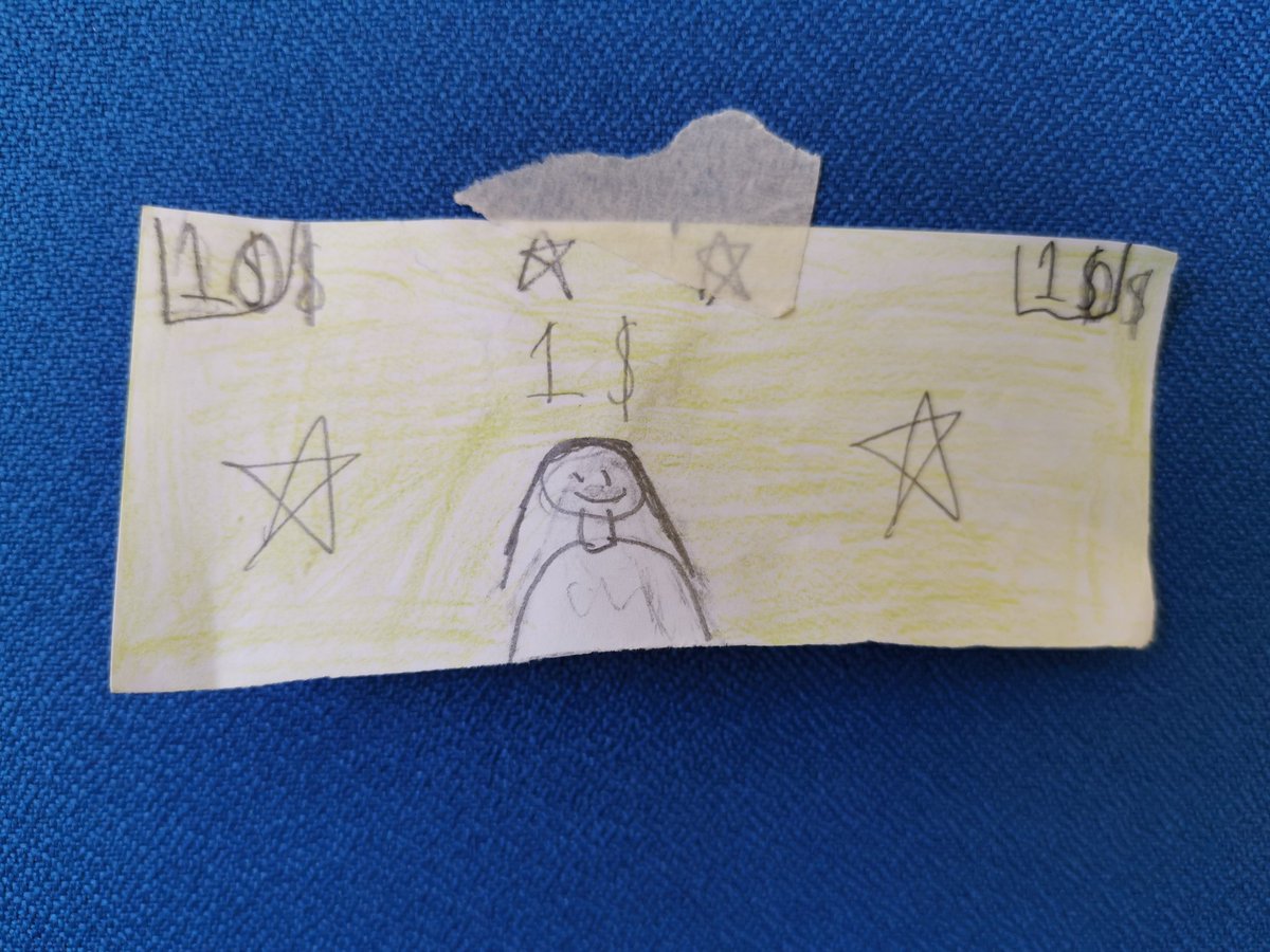 A few of my students decided that we needed classroom currency. They made and distributed these independently. The whole class has been discussing how we could use our new bills. I love that one of my students stood next to me to sketch this. Spot on!