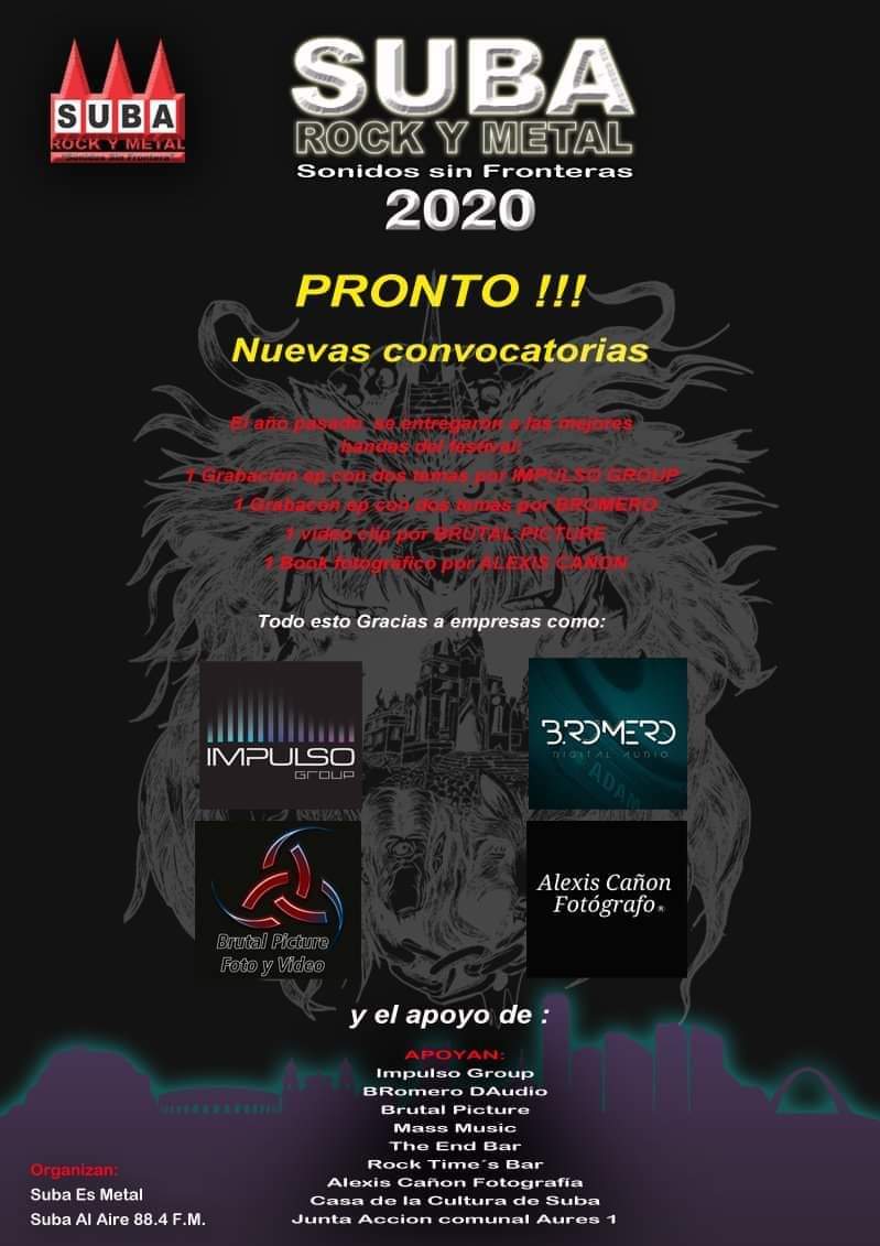 Pronto Suba rock y metal 2020 #SonidosSinFronteras #rock #punk #metal #festival #Bogota #Colombia