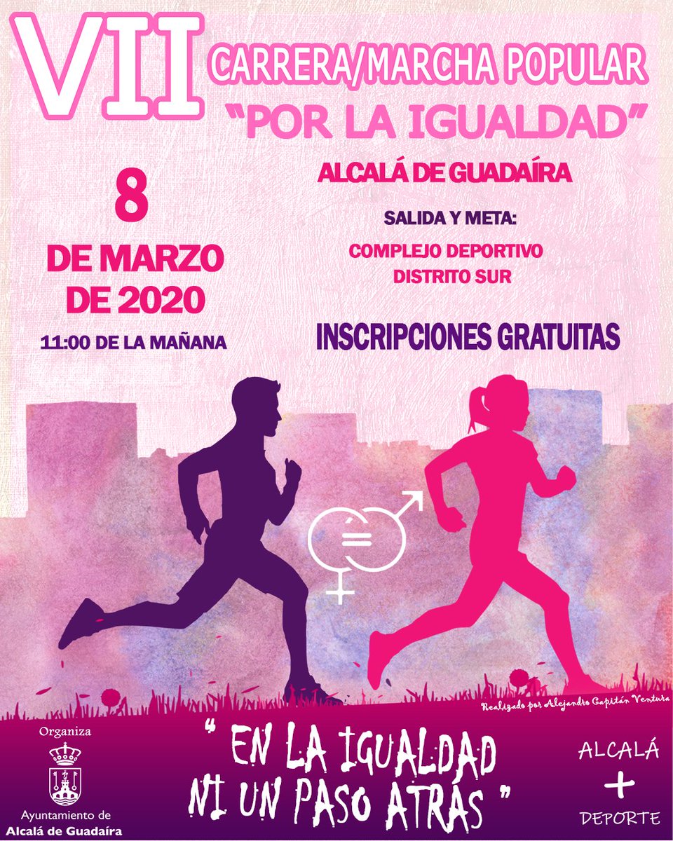 📌VII Carrera-Marcha 🏃‍♀️🏃‍♂️por la #Igualdad #alcaládeguadaíra 8 de marzo 2020. Gratuita. Inscripciones abiertas. +info: alcaladeguadaira.es/noticias/5619/…
