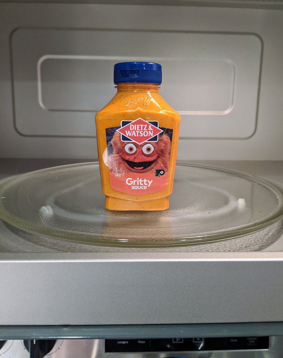 courtneybizness's tweet photo. Just trying to heat up my egg bites &amp; am met with @zcparry's latest internet purchase 😂. Not sure I can sleep tonight knowing this is in our home. #grittysauce @GrittyNHL https://t.co/13tKP1xSr6