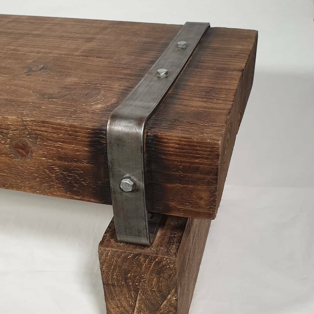 A very chunky table madd from railway sleepers rspped in 40mm wide steel banding, giving it real rustic and solid feel. Finished in a few coats of beeswax for good protection. #RUSTYDIAMONDSALVAGE

Check out more produts at 
facebook.com/rustydiamondsa…