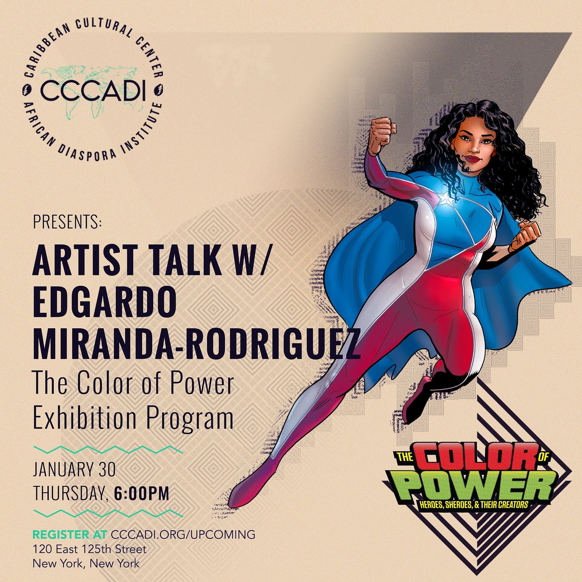 MrEdgardoNYC's tweet photo. TONIGHT!!! 6PM @CCCADI 120 East 125th Street I'll be giving a tour of my new art exhibition #TheColorOfPower and a talk around my work with #LaBorinqueña so please come out and support! https://t.co/kwuoTsEVvR https://t.co/VC99z3uzfT