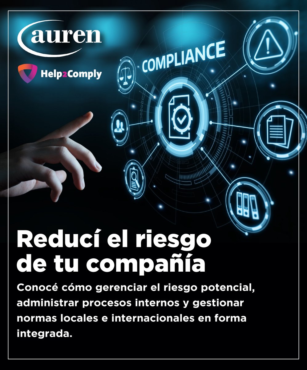 AUREN_Argentina's tweet photo. @AUREN_Argentina junto a @Help2Comply te ofrecen todo el conocimiento y las herramientas necesarias para administrar el compliance a nivel local, regional y corporativo.

Conocé más: https://t.co/ZnAu321Qud 

#AurenArgentina #Compliance #H2C #Help2Comply https://t.co/7HIdpIh9Zi