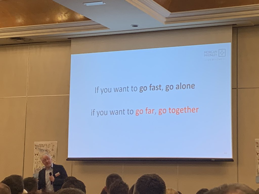“if you want to go fast go alone, if you want to go far go together” <a href="/gerfitzgerald/">Gerald Fitzgerald</a> <a href="/JcacmailJohn/">John Cunningham</a> <a href="/BryanHylandMMK/">Bryan Hyland</a> @aldaghmcdonogh <a href="/MMKIreland/">Morgan McKinley IRE</a> <a href="/M3Ssolutions/">M3S</a> #mmk2020conference