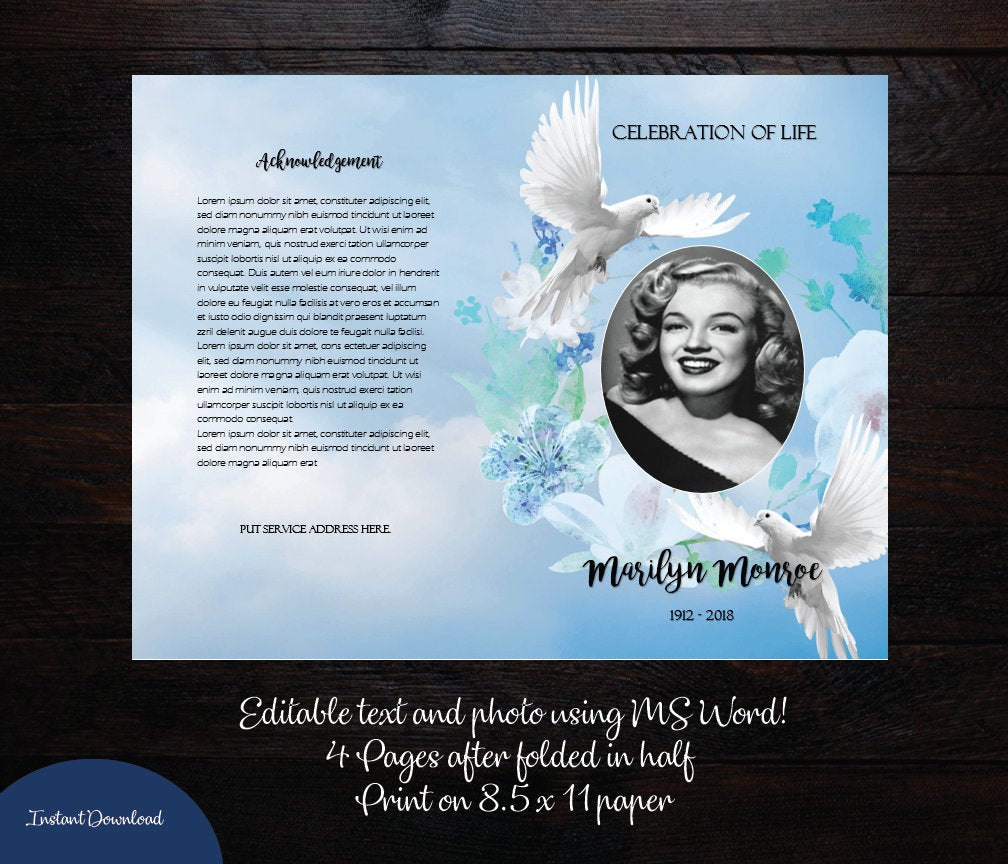 PDDClipArt's tweet photo. Printable Memorial Program | Printable Funeral Program Template | Memorial Program | Remembrance | Editable with MS Word | Blue Wreath Dove https://t.co/8Ewm8mLPWX #everythingelse #graphicdesign #blue #griefmourning #white #programstemplate #funeralprogram #orderofserv https://t.co/7whAkRiq0T