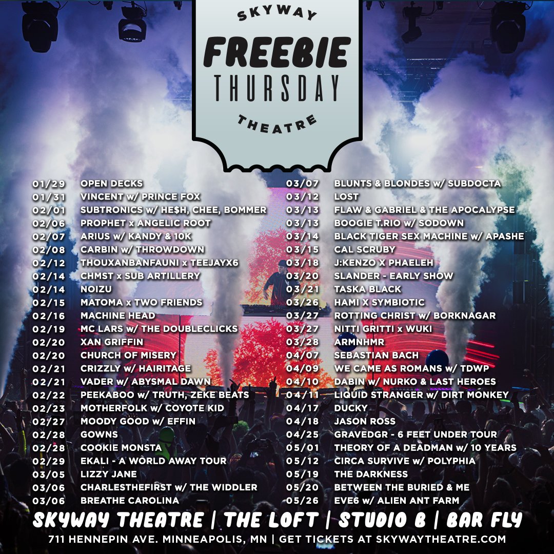 SkywayTheatre's tweet photo. ⚡️ FREEBIE THURSDAY ⚡️

WIN a PAIR of tickets to any show! ✅ Follow us ✅ Retweet ✅ Pick a show &amp; tag a friend or two for your chance to win! https://t.co/PlJvQr5e40