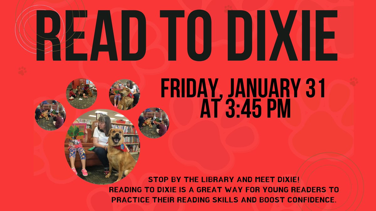 RCS_C_Library's tweet photo. Remember to visit Dixie at the Library on Friday, January 31st at 3:45pm https://t.co/x0WDMBTn3S