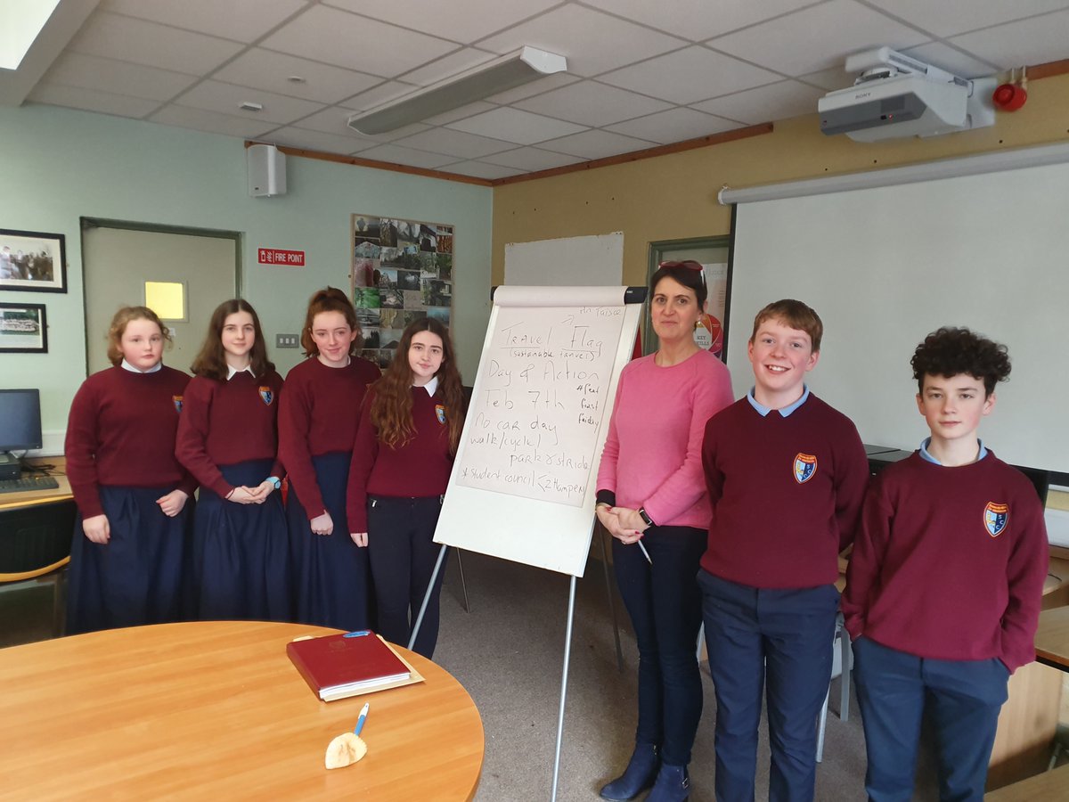 ScariffCC's tweet photo. Student council members & Ms Meagher getting ready for our #feetfirstfriday on Feb 7th. @GreenerClare @GreenSchoolsIre @climate_ambass https://t.co/dIEFxV911U