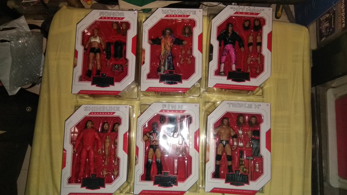 8 days ago, my itchy hands went to @RingsideC site n clicked clicked clicked
...
8 days later, they r here!!!
...
😋
...
#RingSideCollectible #Mattel #WWE #UltimateEdition #RondaRousey #UltimateWarrior #BretHitmanHart #ShinsukeNakamura #FinnBalor #TripleH  #collectibles
...
☠️