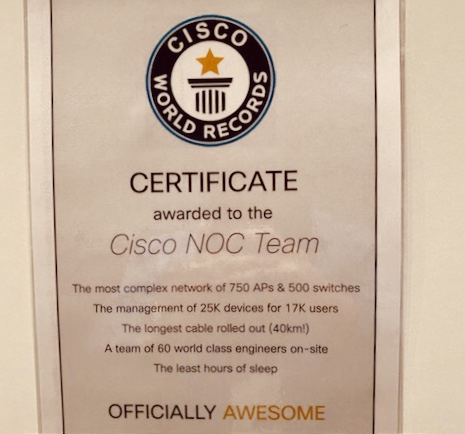 FlexPod's tweet image. #CLEUR- Let's hear it for the FANTASTIC #NOC Team at 
@CiscoLiveEurope 2020:
👏
- 25k devices for 17k users
- Most Complex Network (750 APs/500 switches)
- Longest cable roll out (40km)
- Least hours of sleep
👏
We salute you. #OfficiallyAwsome