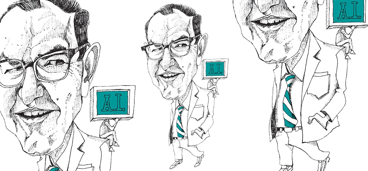 Illustration featuring Nobel laureate Herb Simon