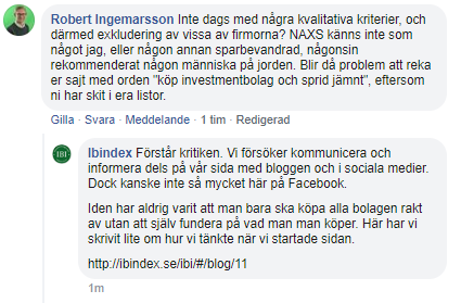 Ibindex Twitterren Tycker Ni Som Snalandsstenar Att Vi Mer Aktivt Borde Valja Bort Bolag Fran Indexet Som Vi Inte Tycker Ar Bra Nog Eller Ska Vi Som Vi Har Gjort Hittills Forsoka