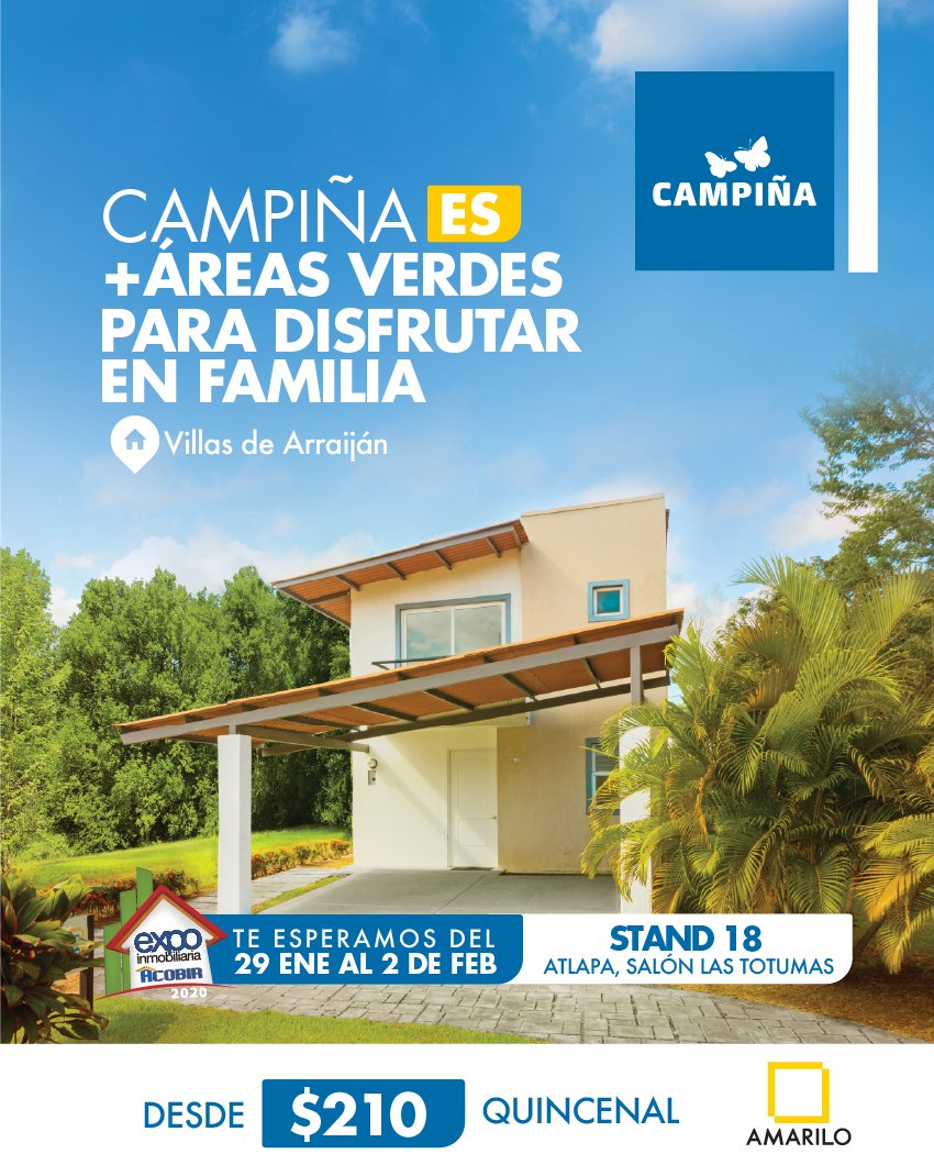 ¿En busca de casa nueva? Tenemos para ti el Modelo #Deko de nuestro proyecto Campiña. Desde $119,500, ubicado en Villas de Arraiján.
Ven a conocer más en la gran #ExpoInmobiliariaAcobir2020 en el Centro de Convenciones Atlapa. 
Estaremos ubicados en el Salón Las Totumas,Stand #18