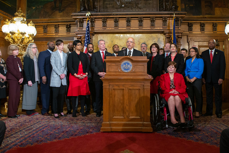 PaSenateDems's tweet photo. After discovering the number of Philadelphia schools with dangerous toxins, @SenatorHughes has lead the charge for a #LeadFreePA.

On Wednesday, the Governor announced a plan to use $1.1 billion to support reducing the risks &amp; remediating lead &amp; asbestos.

https://t.co/VNoII8sDui https://t.co/vS8Ljx0sp8