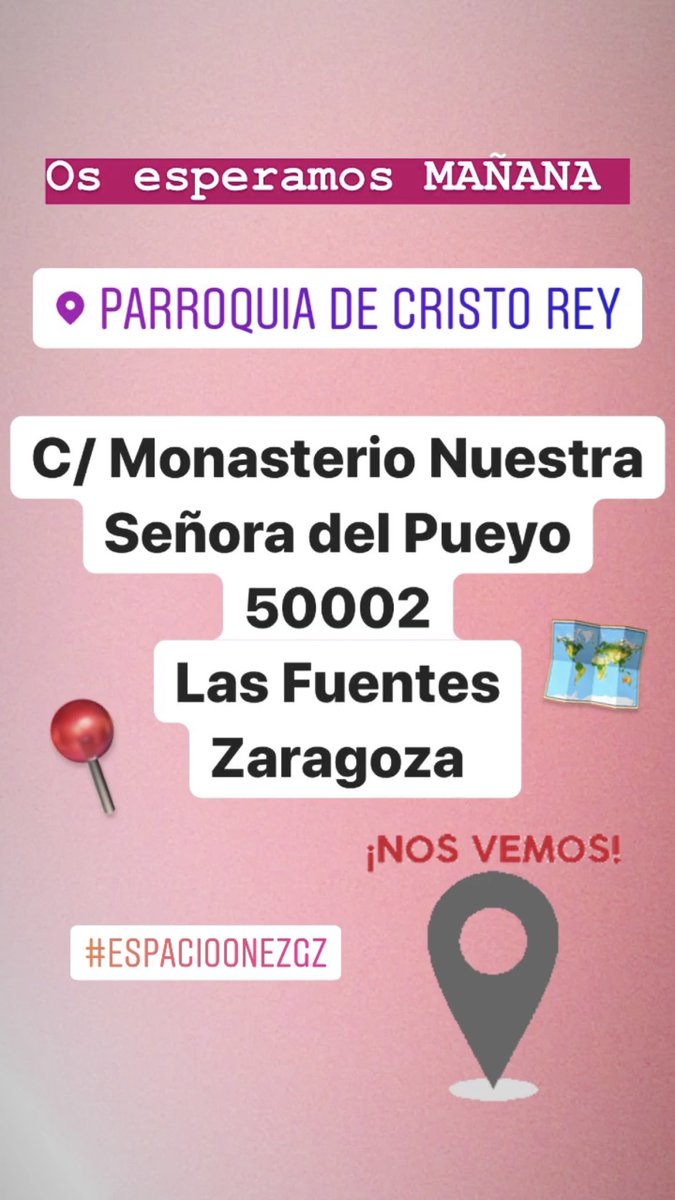 Ubicación del Espacio One de mañana👇🏼👇🏼