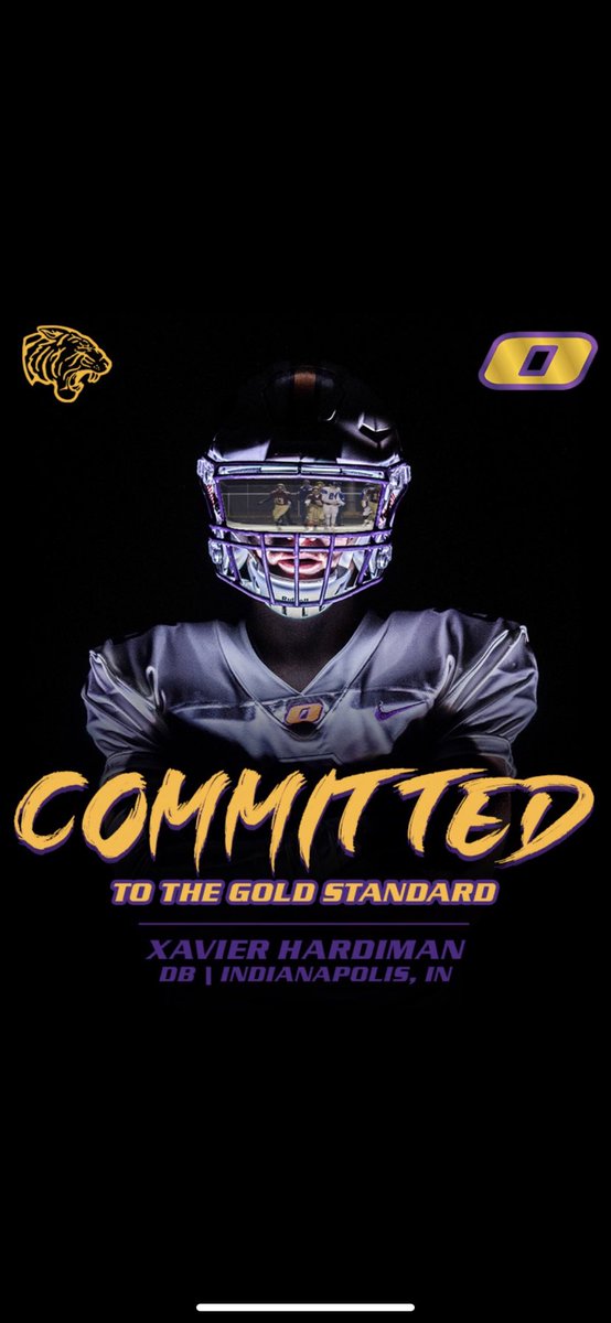 HardimanXavier's tweet photo. Blessed to announce that I’m committing to Olivet Nazarene University @youngbloodgreg 💜💛💜💛 https://t.co/F2HFhDzucz