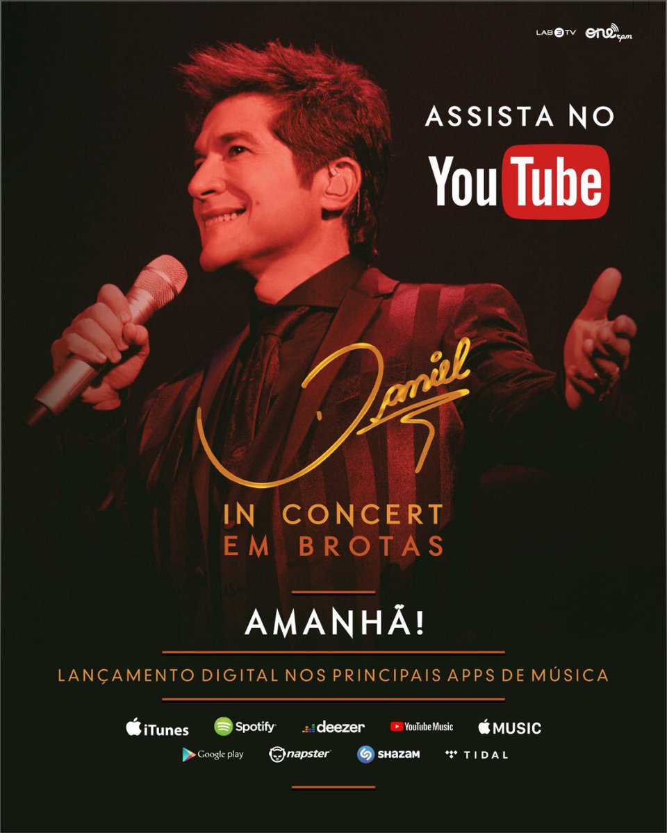 cantordaniel's tweet photo. Lançamento Digital | Amanhã (31), vocês vão poder conferir o “Daniel In Concert em Brotas”, em todos os APPs de Música + vídeos no https://t.co/WEi67L6kdU. via: @onerpmbr 🎶❤️ #DanielInConcertEmBrotas #ProduçãoDaniel https://t.co/2r3A0DotKV